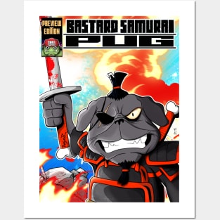 bastard samurai pug Posters and Art